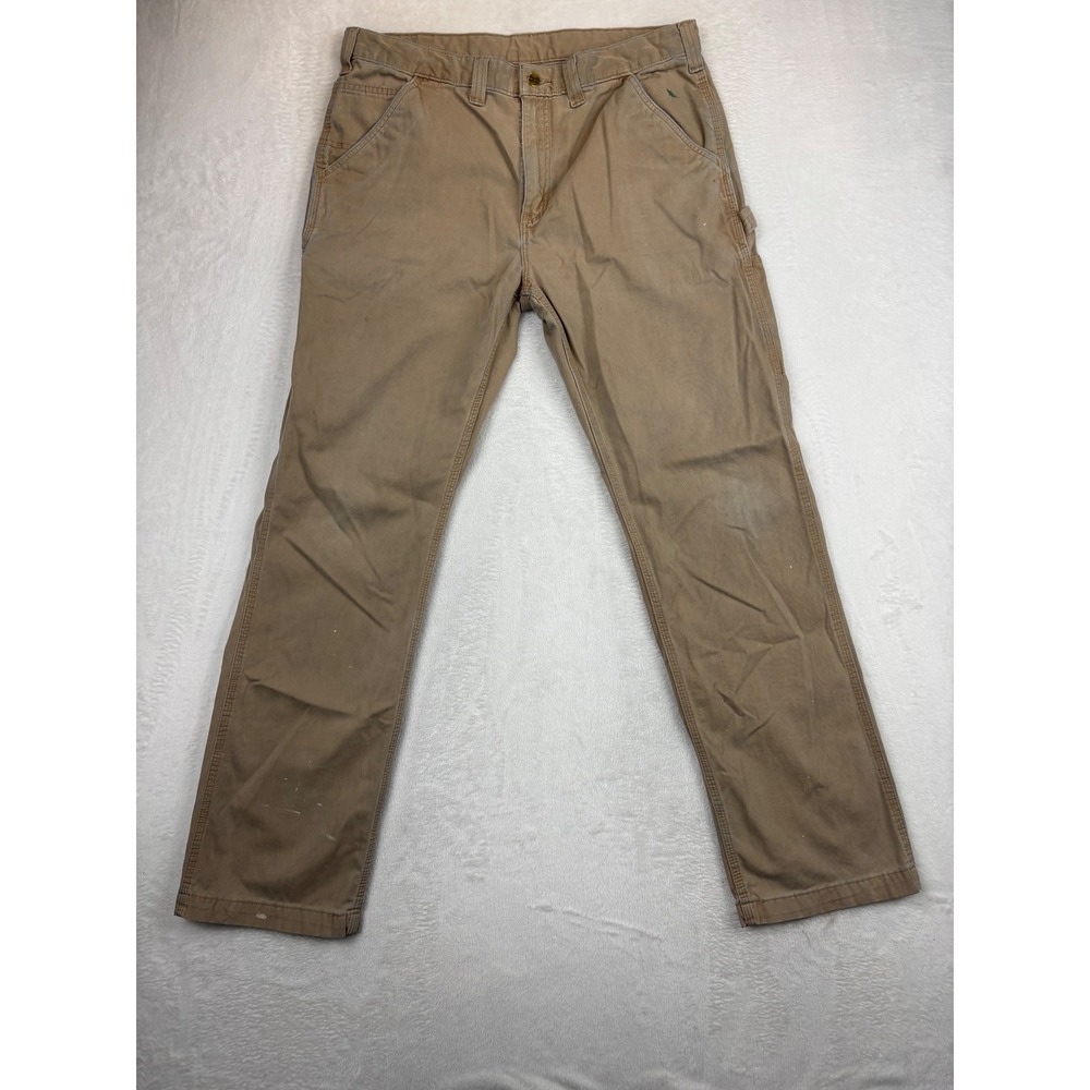 Carhartt‎ Men's 38x32 Tan Relaxed Fit Khaki Carpenter Pants Distressed Workwear